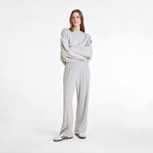 NUUDS, slinky rib wide leg pant. Size XL, grey